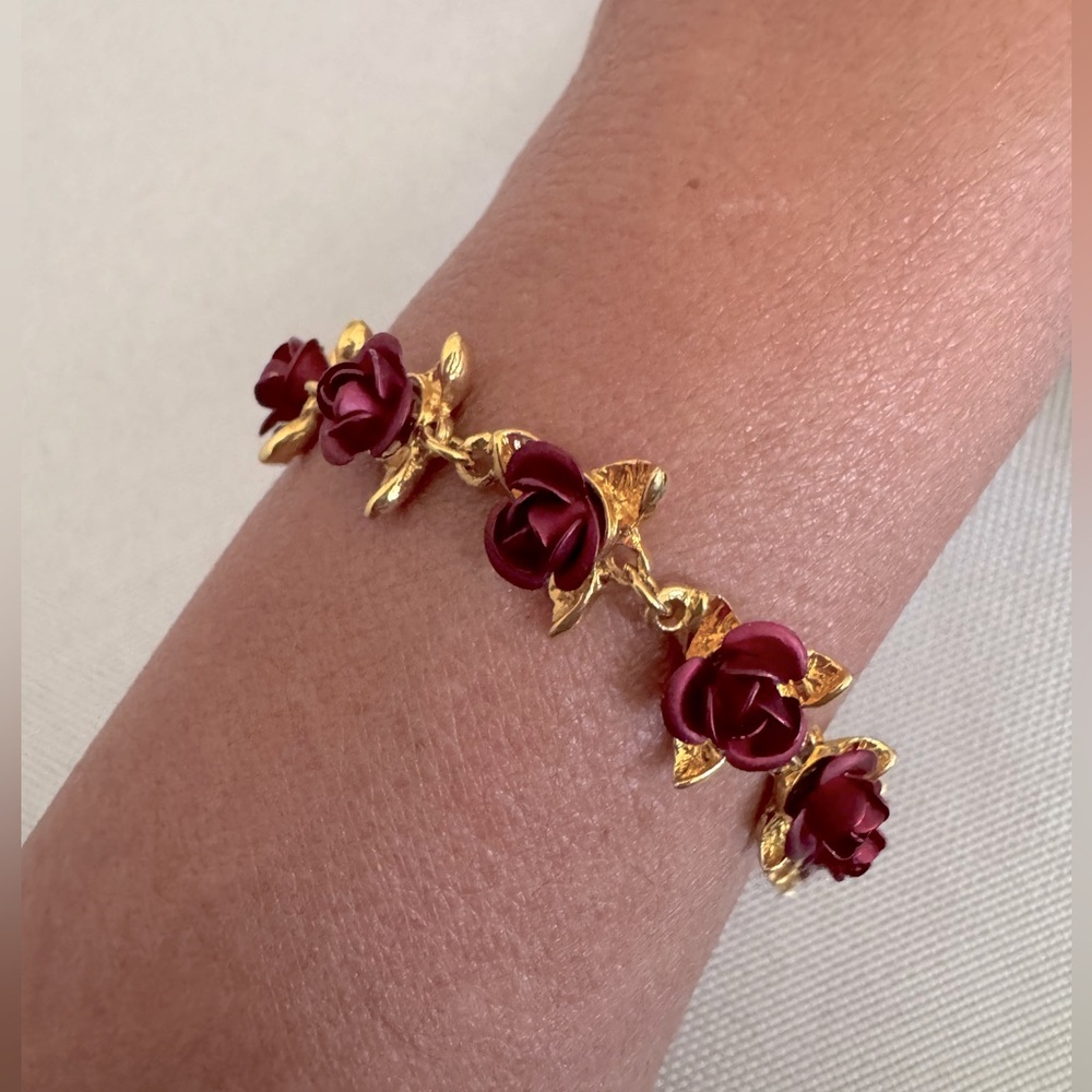 Danbury Mint Red Rose Bracelet